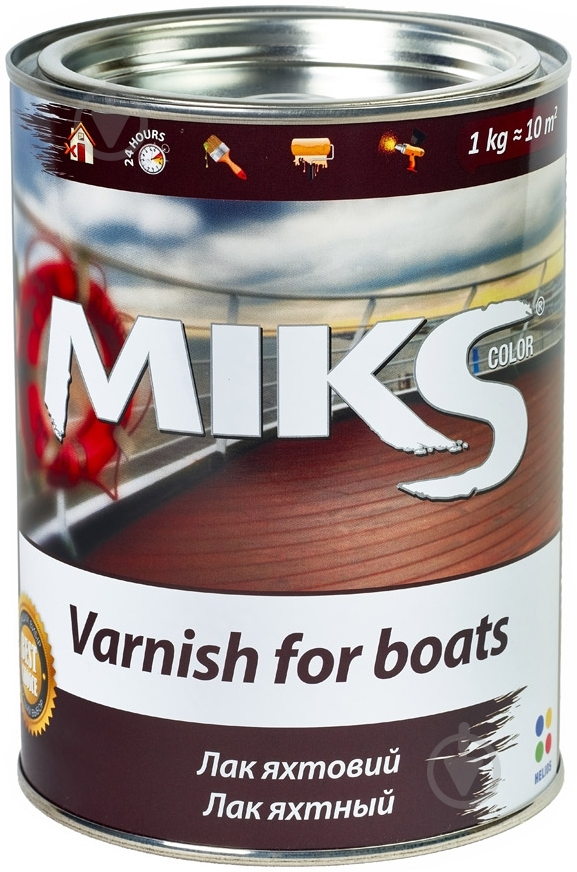 Лак для човнів 14141 MIKS Color шовковистий мат прозорий 0,8 л - фото 4