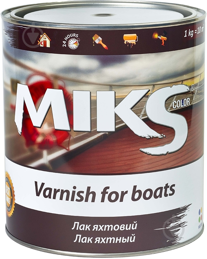 Лак для човнів 14141 MIKS Color шовковистий мат прозорий 0,8 л - фото 3