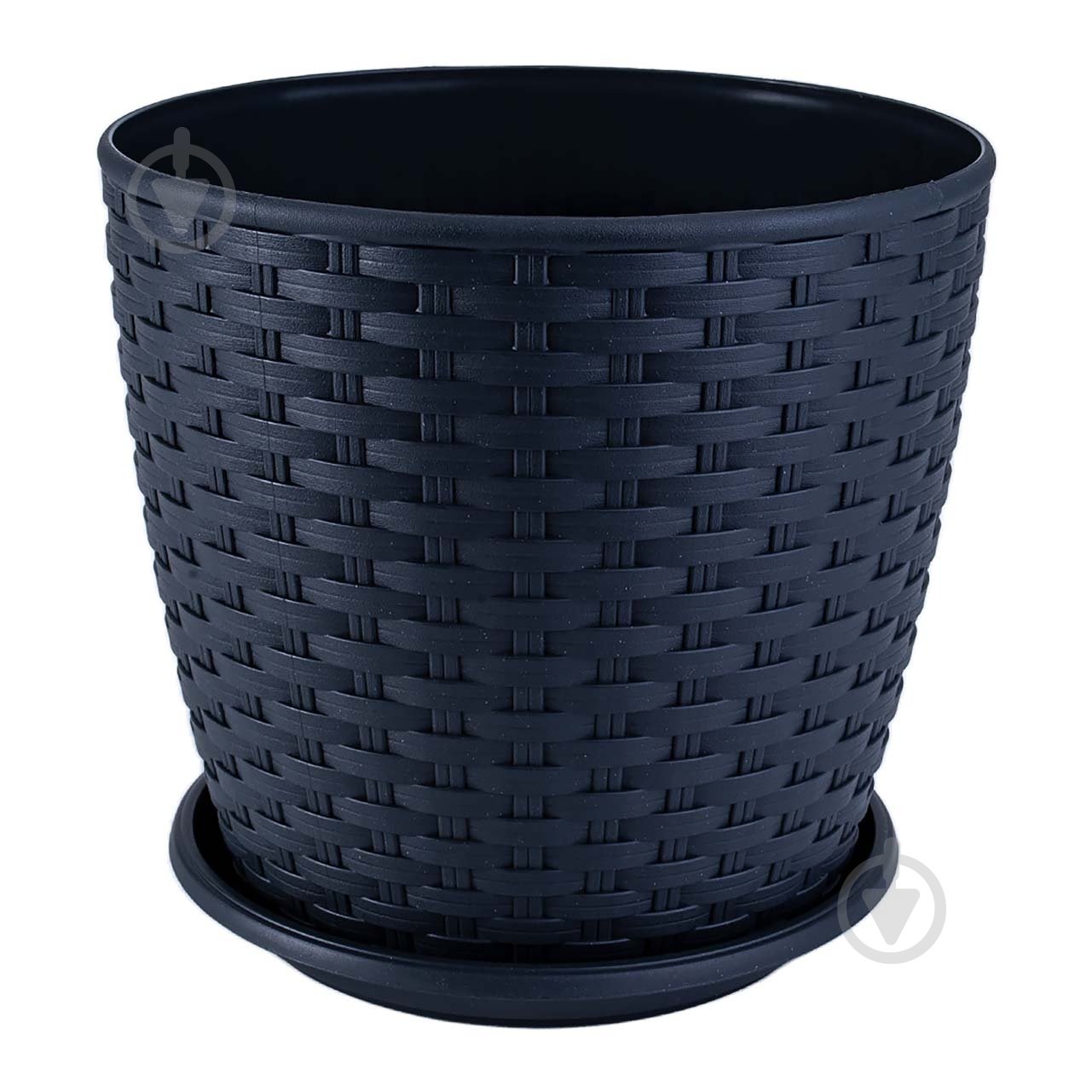 Вазон пластиковий Ротанг з підставкою 16х15 см круглий граніт 2,1 л Алеана - фото 1 Вазон пластиковий Ротанг з підставкою 16х15 см круглий граніт 2,1 л Алеана - фото 1