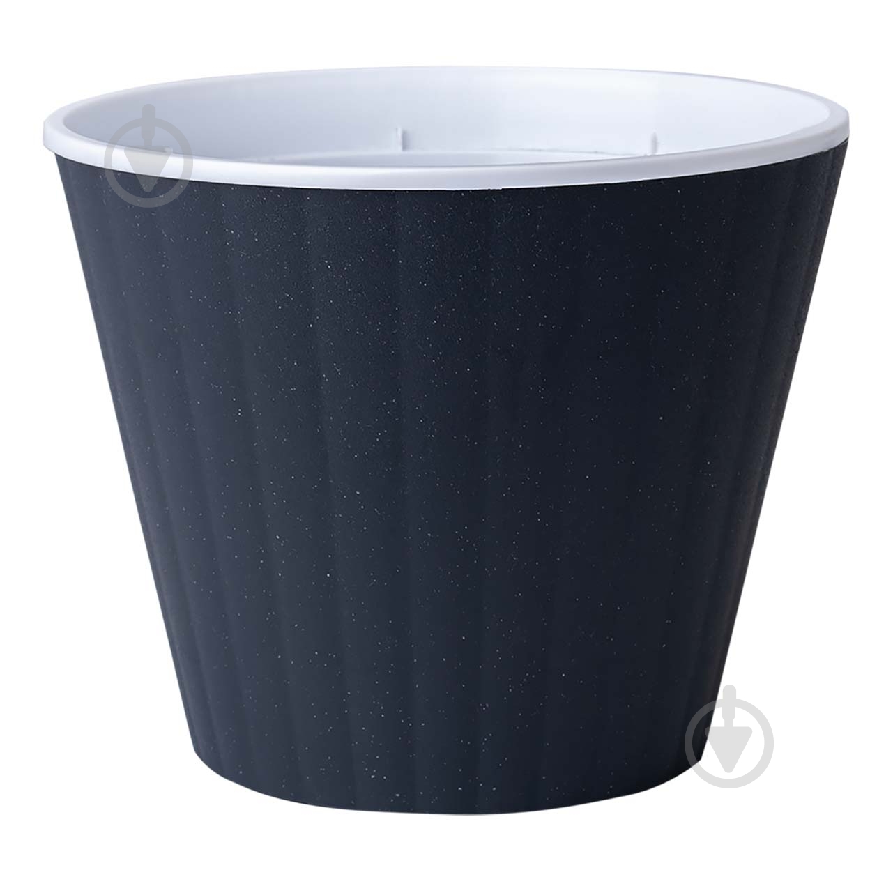 Вазон Ибис 13,0х11,2 см круглый гранит/белый 0,86 л Алеана - фото 1
