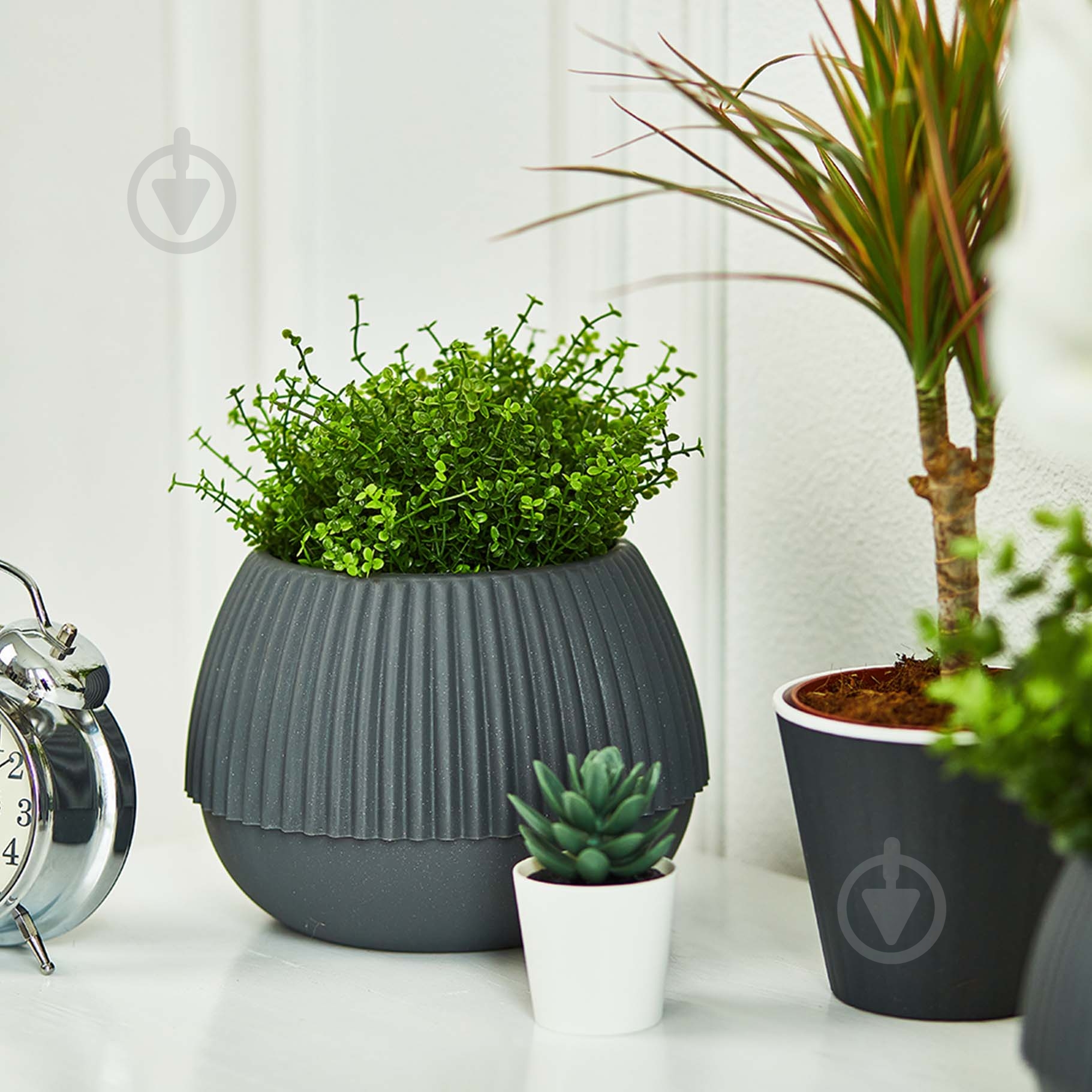 Вазон Ибис 13,0х11,2 см круглый гранит/белый 0,86 л Алеана - фото 5