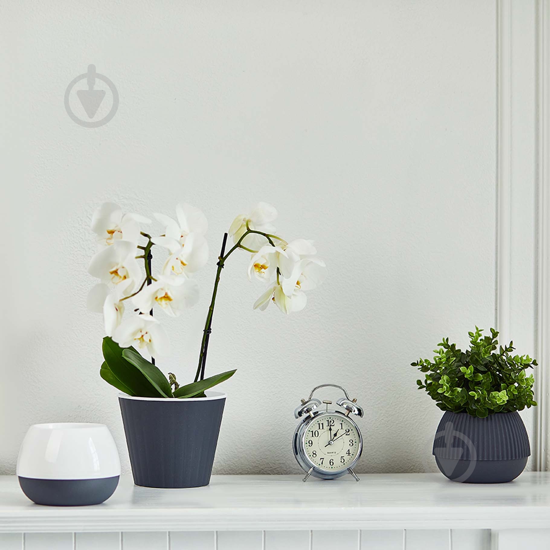 Вазон Ибис 13,0х11,2 см круглый гранит/белый 0,86 л Алеана - фото 2