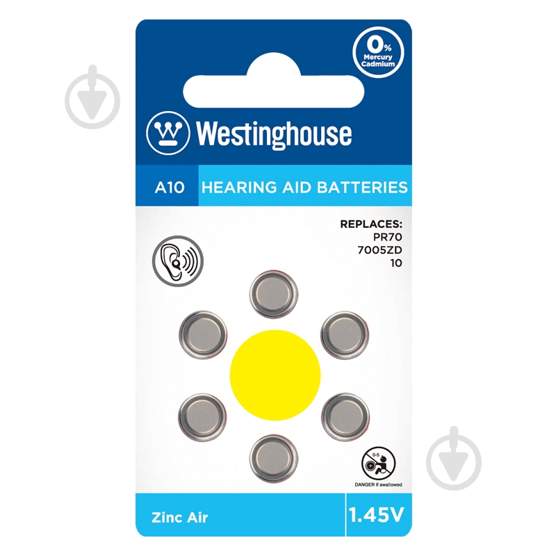 Батарейки Westinghouse для слуховых аппаратов PR70 6 шт. (A10-BP6) - фото 1 Батарейки Westinghouse для слуховых аппаратов PR70 6 шт. (A10-BP6) - фото 1