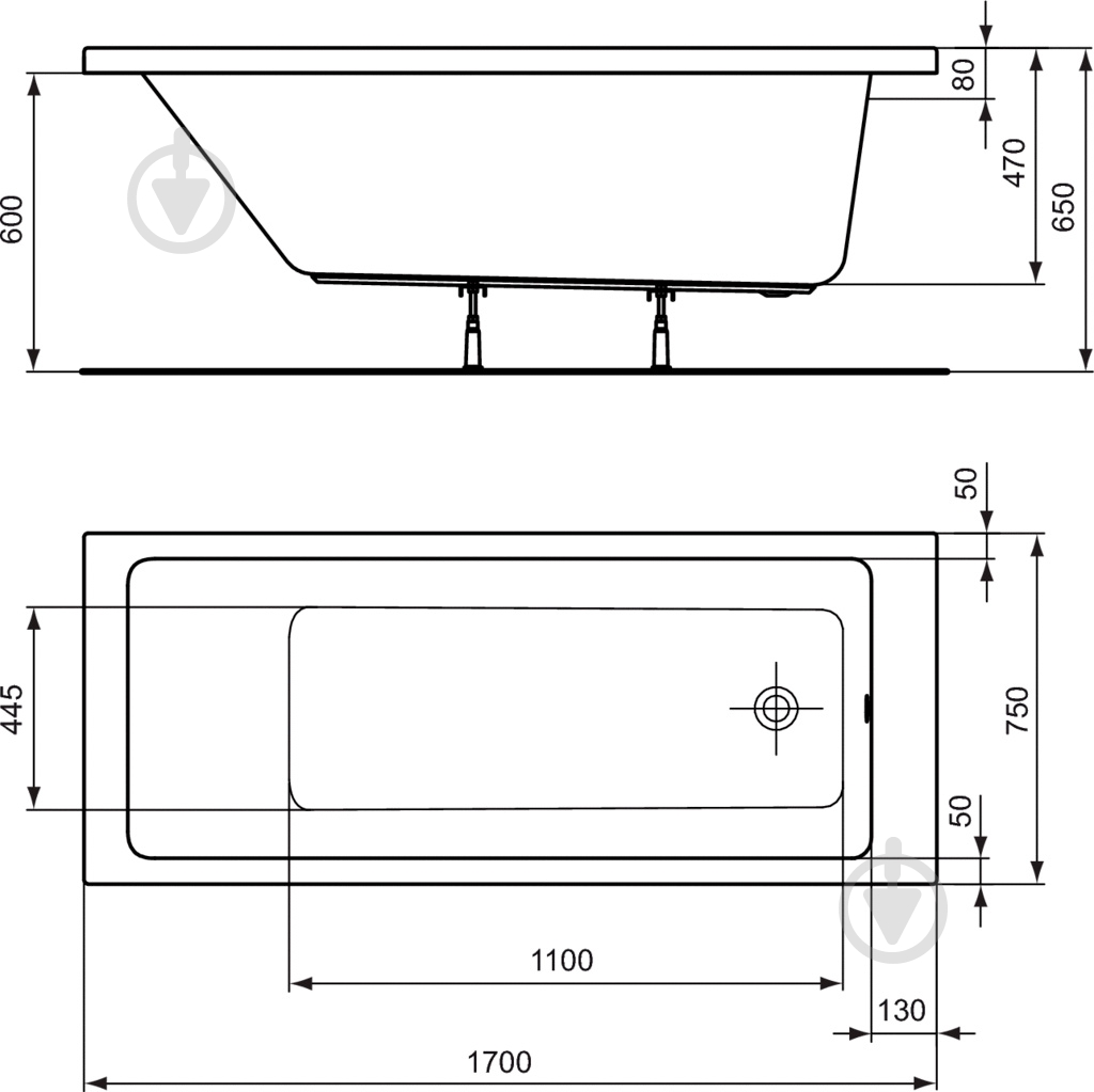 Ванна акриловая Ideal Standard Strada 170х70 см - фото 2 Ванна акриловая Ideal Standard Strada 170х70 см - фото 2