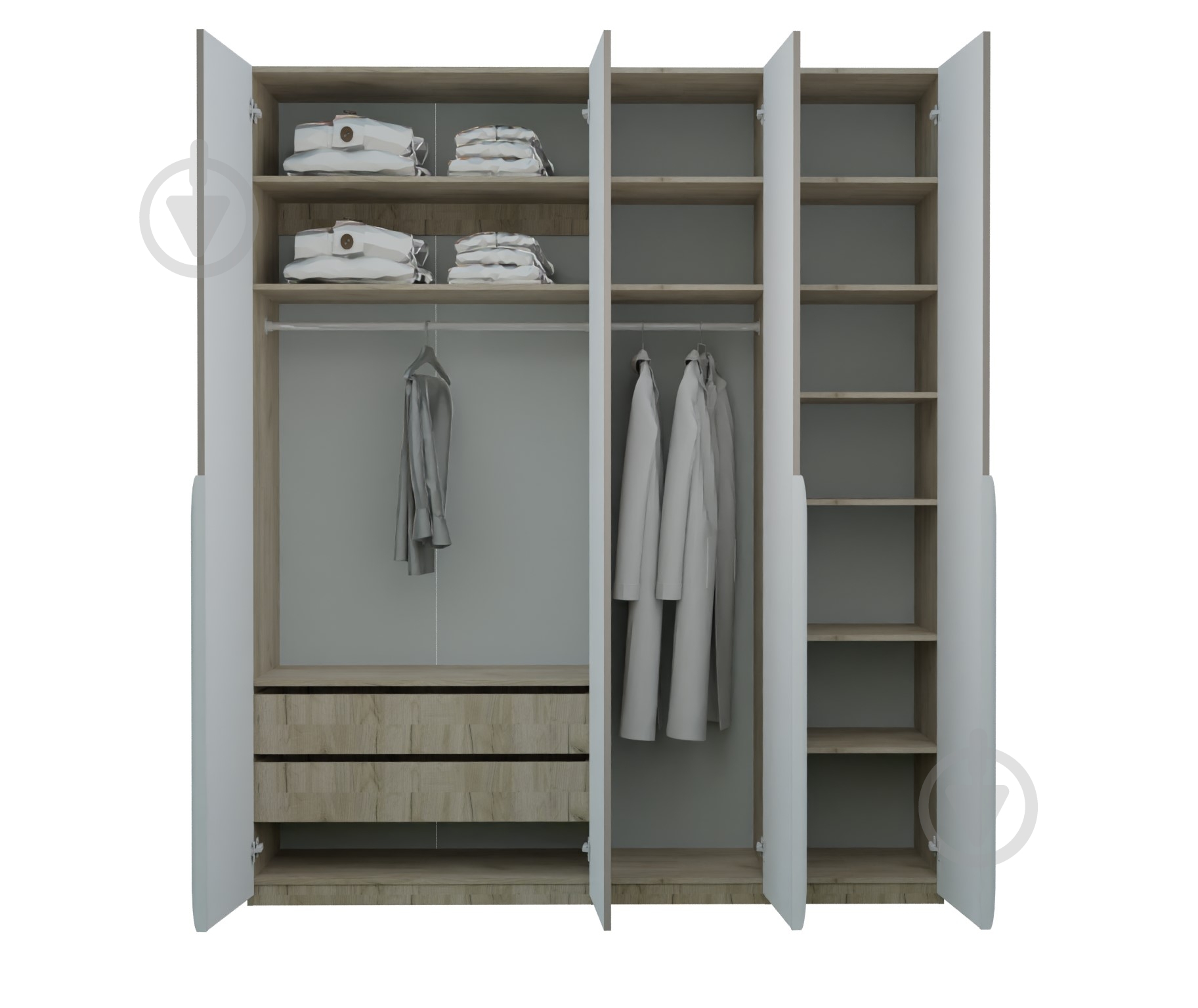 Шкаф LuxeForm Мадера 4Д2Я 2400х2000х518 мм дуб крафт серый - фото 3