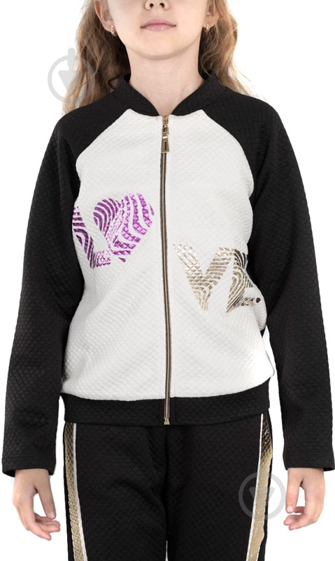 Реглан для девочки Sasha р.122 черный/белый 3813 - фото 1