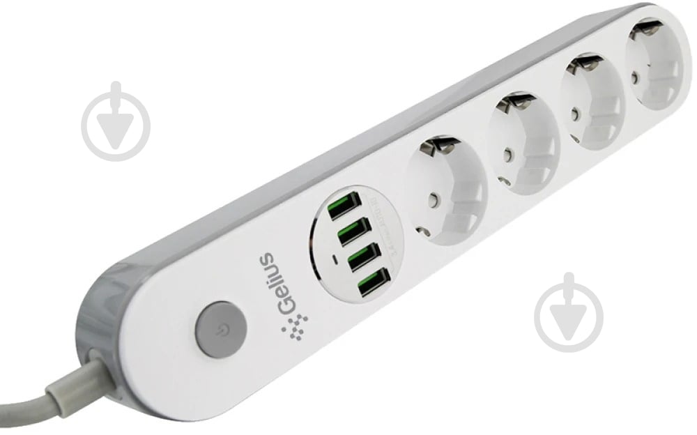 Фільтр-подовжувач Gelius Pro PowerStrip G-Power GP-PS-001 4 USB 3.4A із заземленням 4 гн. білий 2 м 00000088635 - фото 2