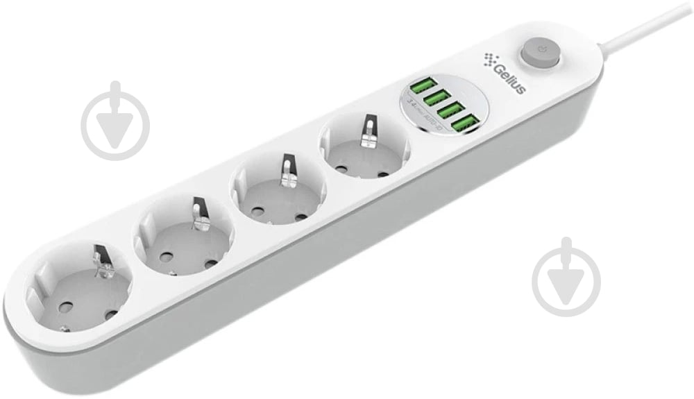 Фільтр-подовжувач Gelius Pro PowerStrip G-Power GP-PS-001 4 USB 3.4A із заземленням 4 гн. білий 2 м 00000088635 - фото 1