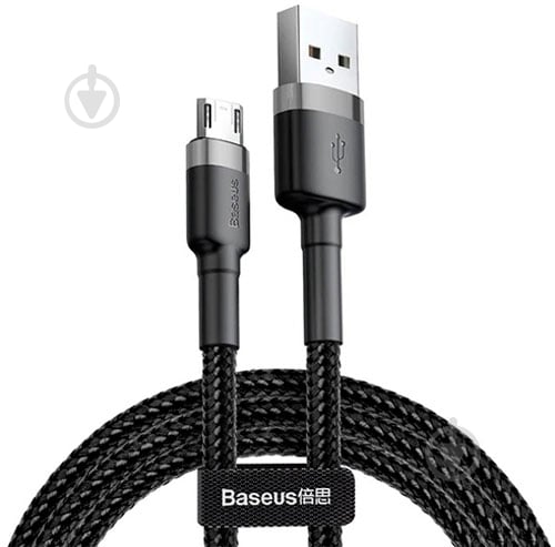 Кабель BASEUS Cafule Cable USB For Micro 2.4 A 1 м grey/black (CAMKLF-BG1) - фото 1