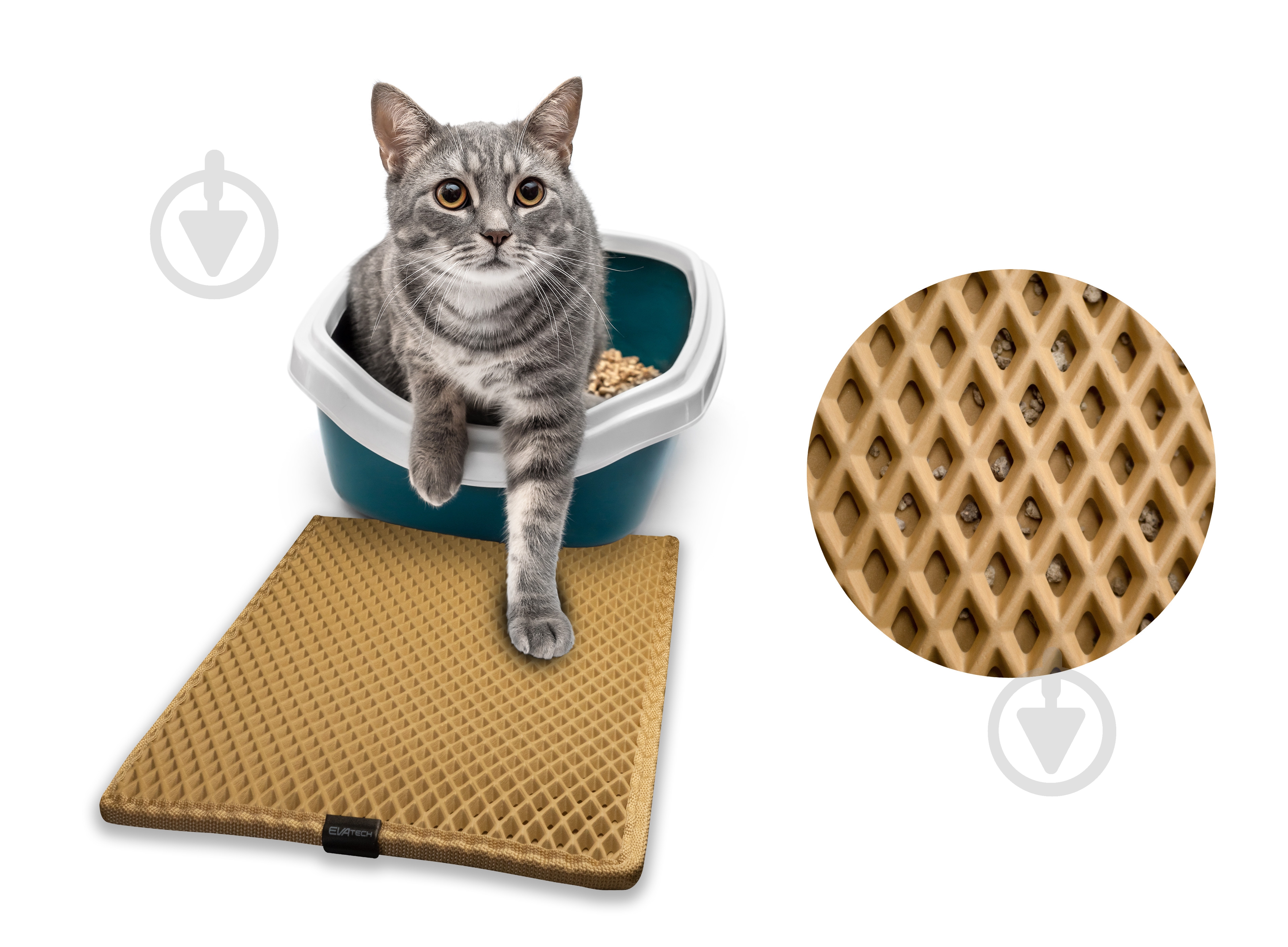 Коврик для туалета EVAtech Kitty 33х30 см бежевый ромб - фото 3 Коврик для туалета EVAtech Kitty 33х30 см бежевый ромб - фото 3