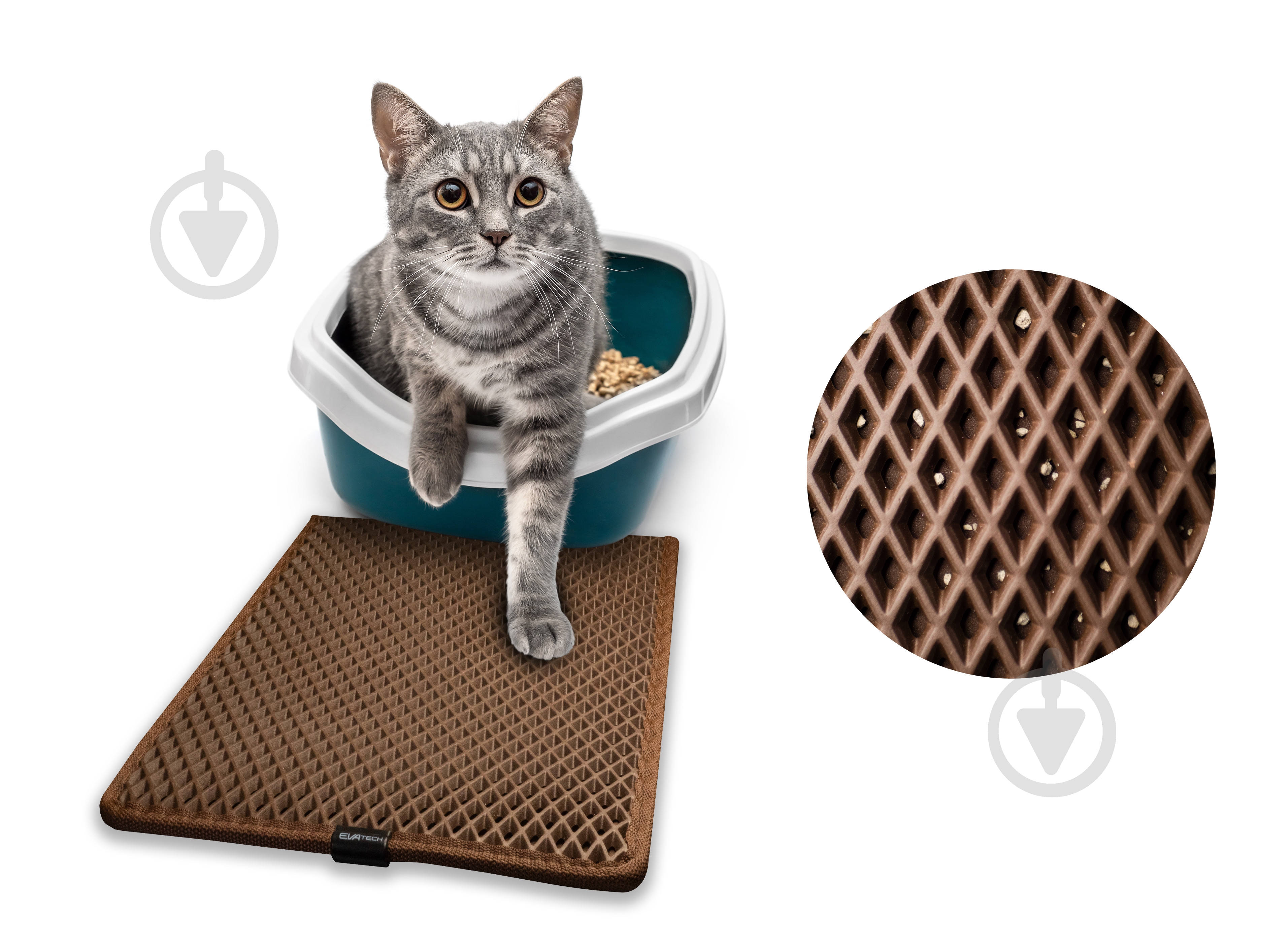 Коврик для туалета EVAtech Kitty 33х30 см коричневый ромб - фото 3