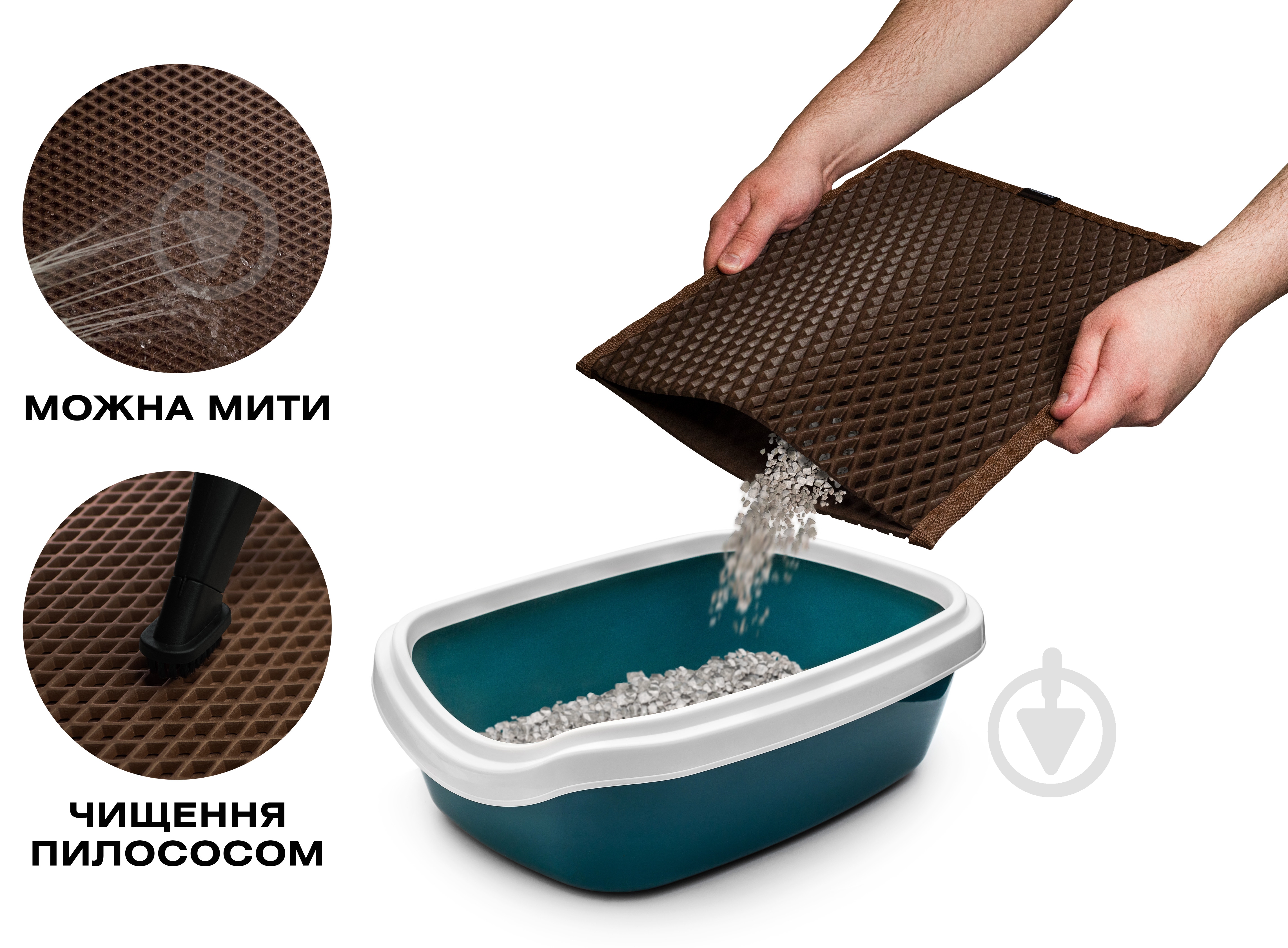Коврик для туалета EVAtech Kitty 33х30 см коричневый ромб - фото 4