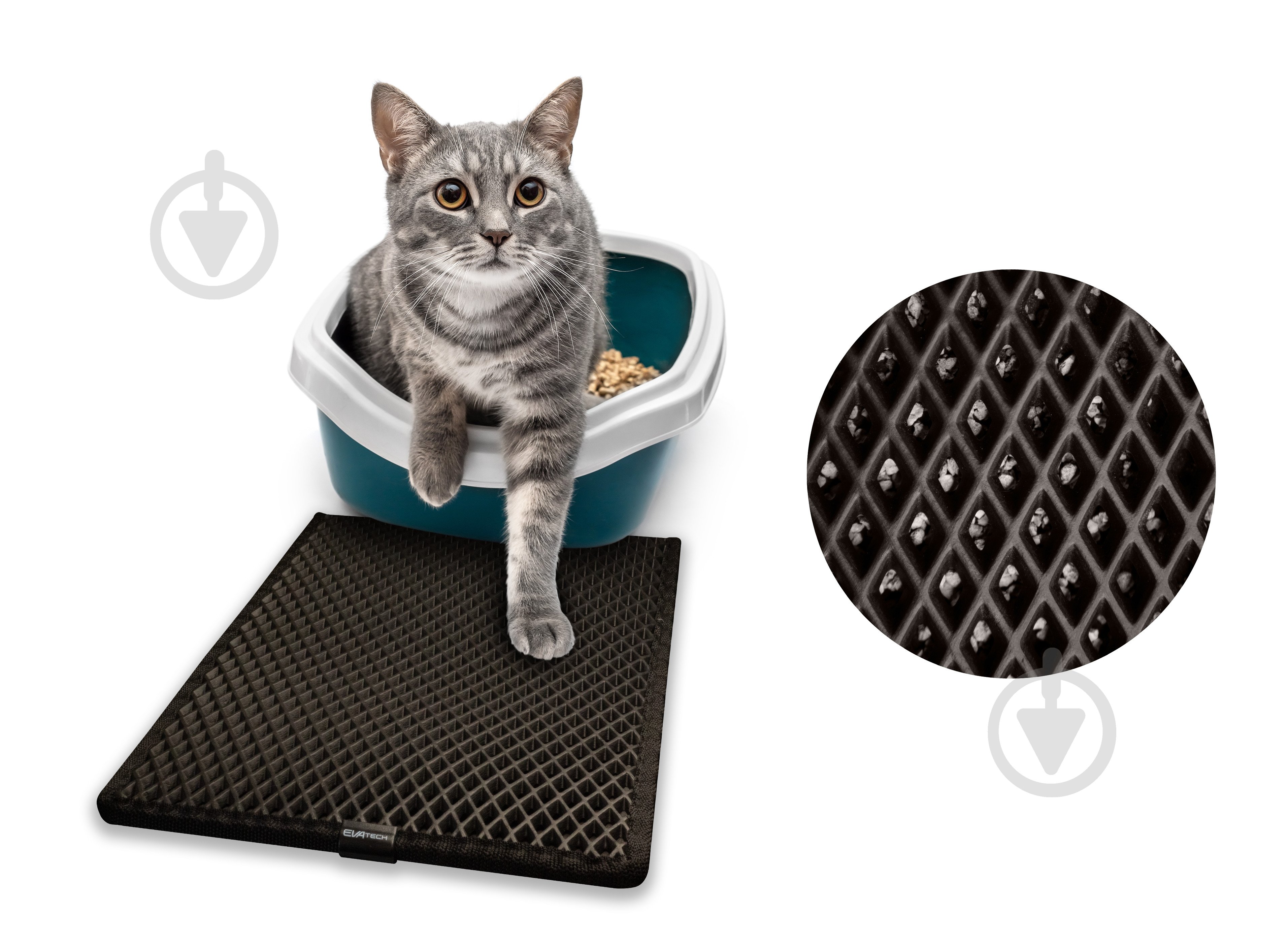 Килимок для туалету EVAtech Kitty 50х30 см чорний ромб - фото 3 Килимок для туалету EVAtech Kitty 50х30 см чорний ромб - фото 3