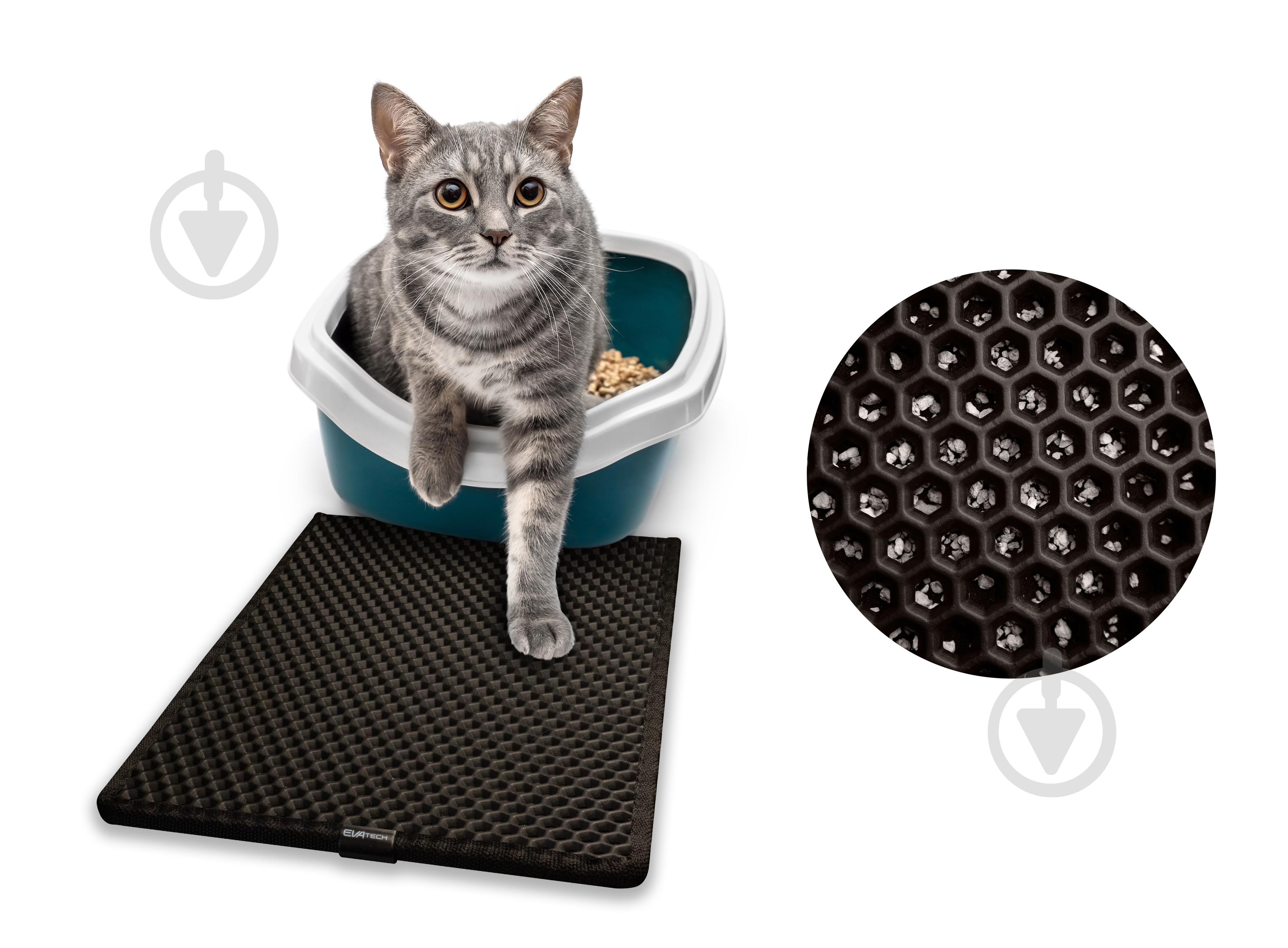 Коврик для туалета EVAtech Kitty 60х40 см черная сота - фото 3