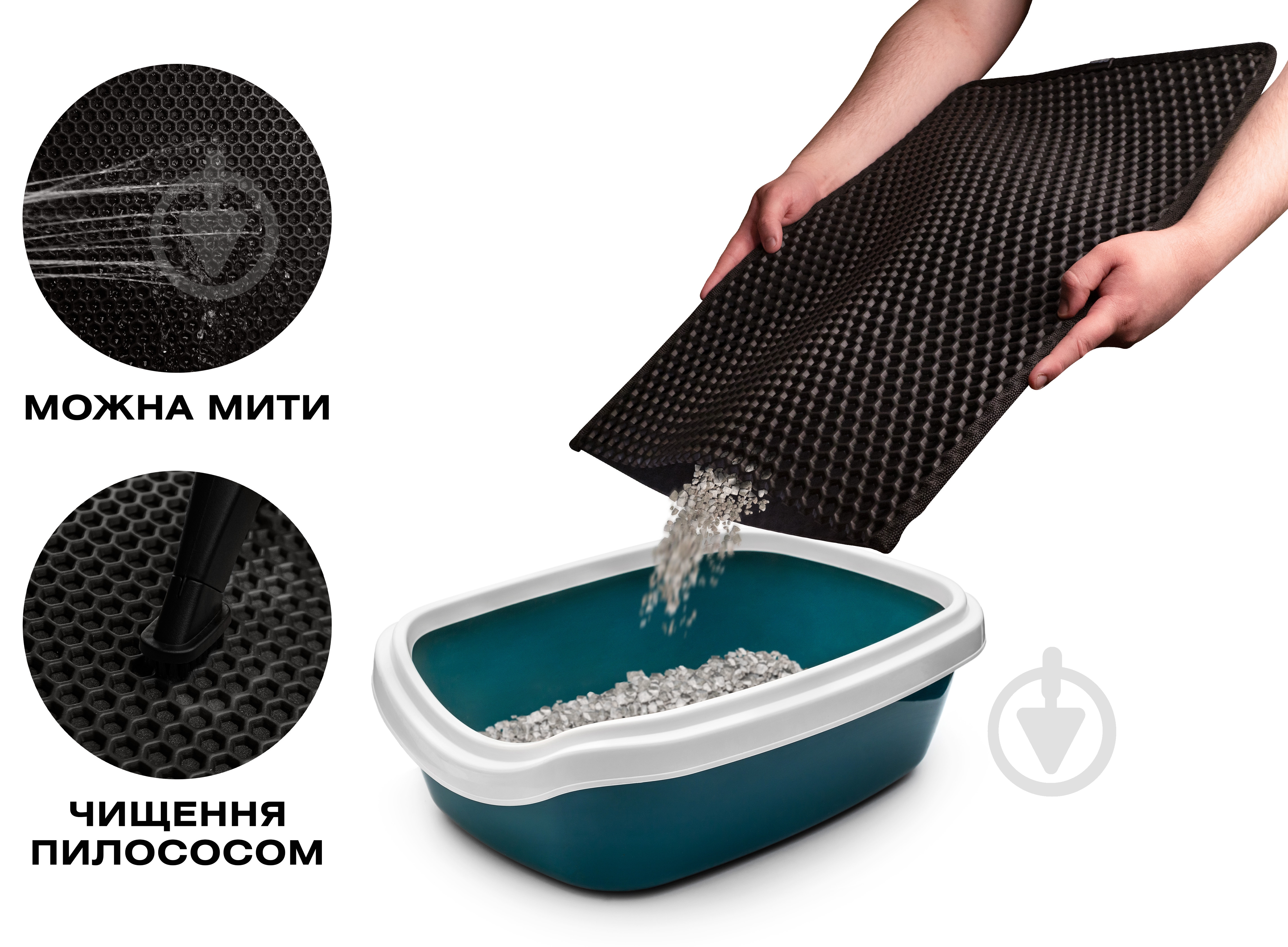 Коврик для туалета EVAtech Kitty 60х40 см черная сота - фото 4
