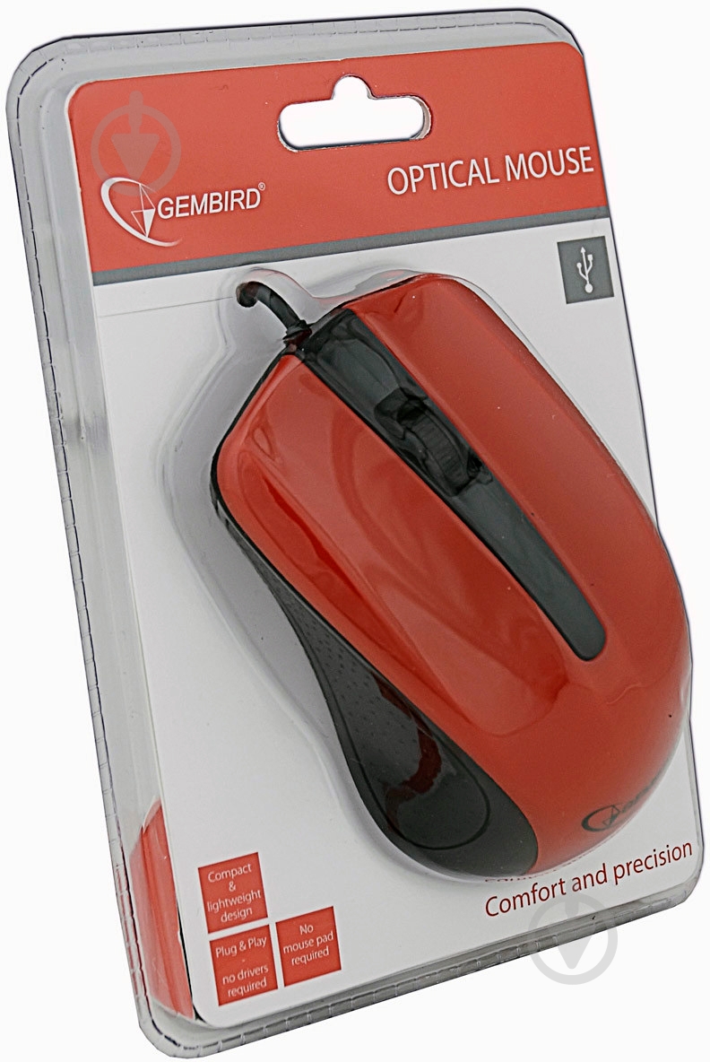 Мышь Gembird MUS-101-R red/black - фото 4