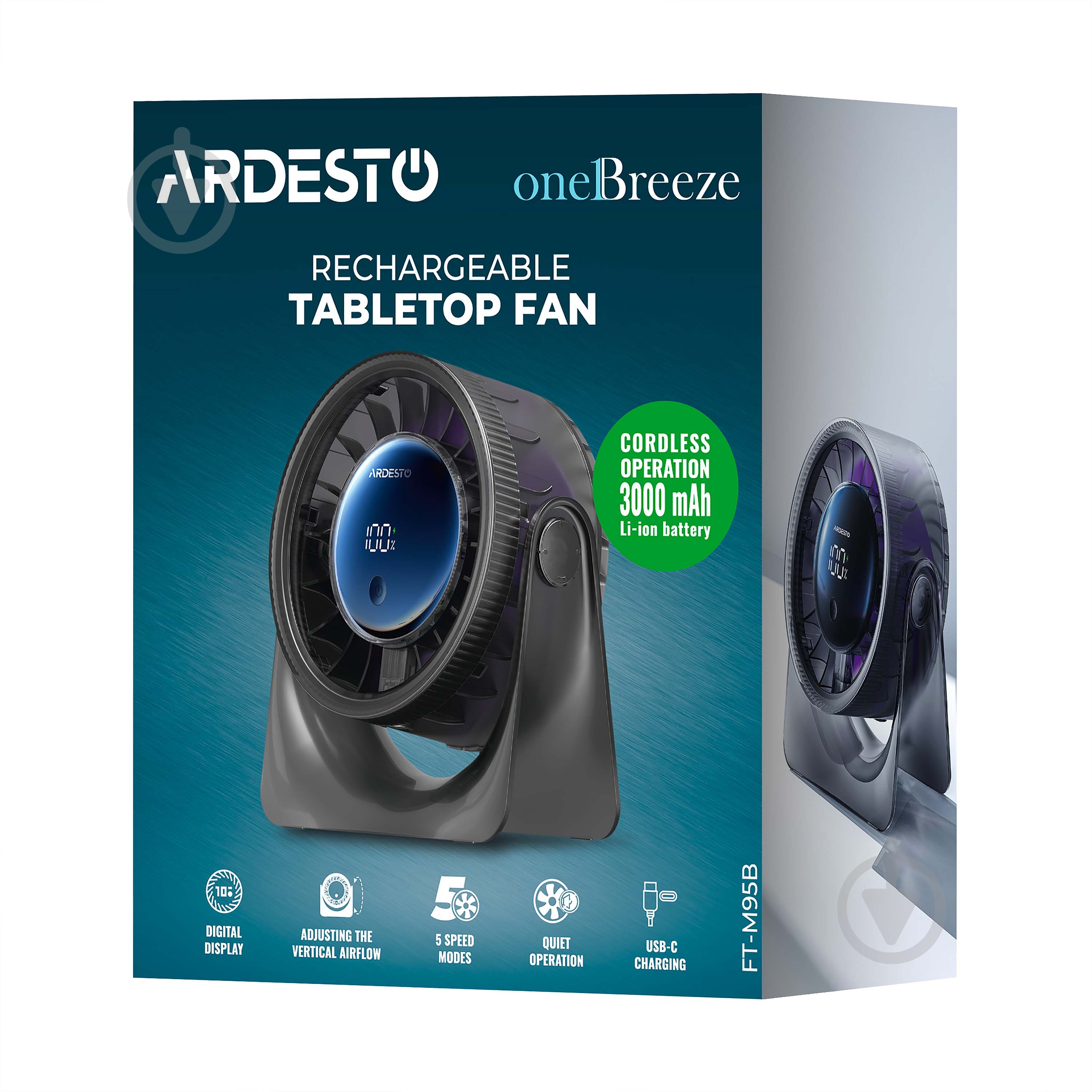 Вентилятор настольный ARDESTO One Breeze FT-M95B - фото 8