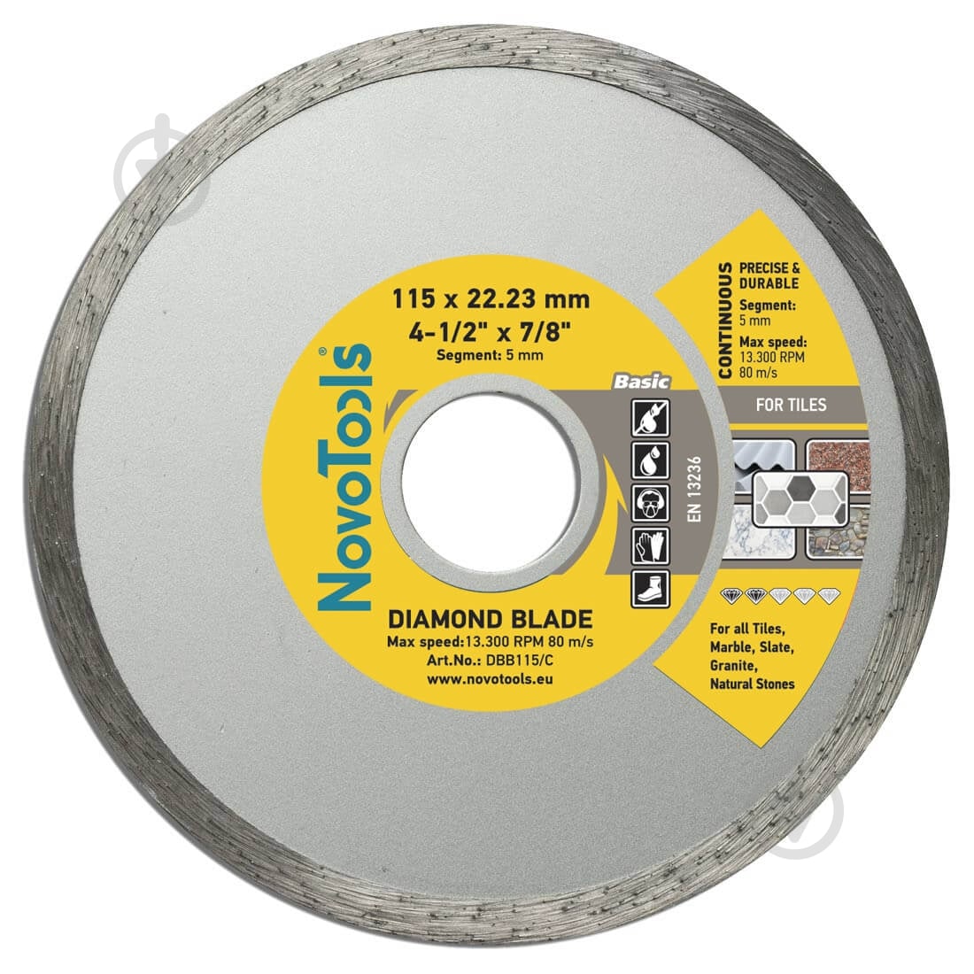 Диск алмазный отрезной Novotools Basic 115x5,0x22,2 DBB115/C - фото 1