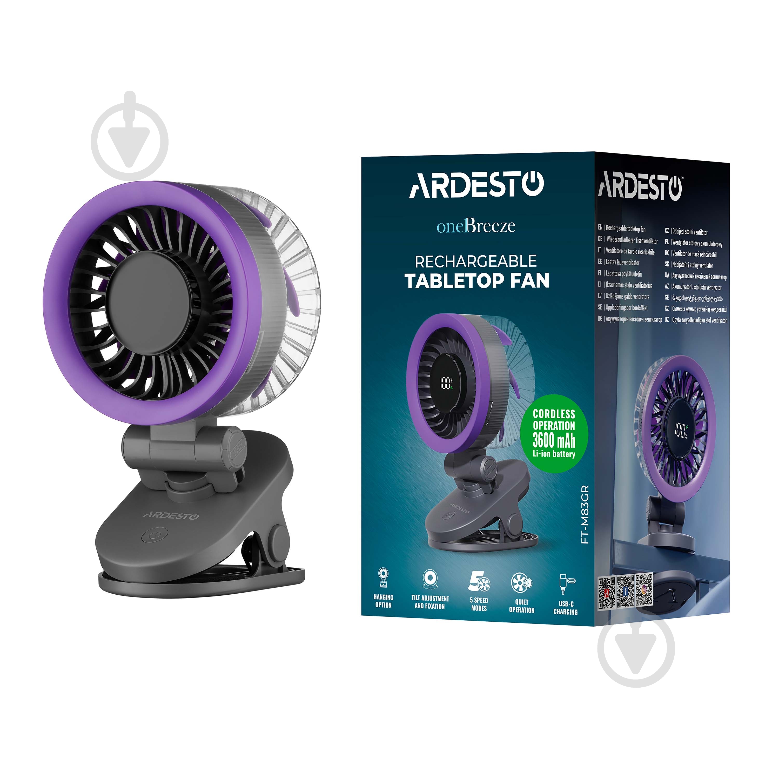 Вентилятор настольный ARDESTO OneB reeze FT-M83GR - фото 11 Вентилятор настольный ARDESTO OneB reeze FT-M83GR - фото 11