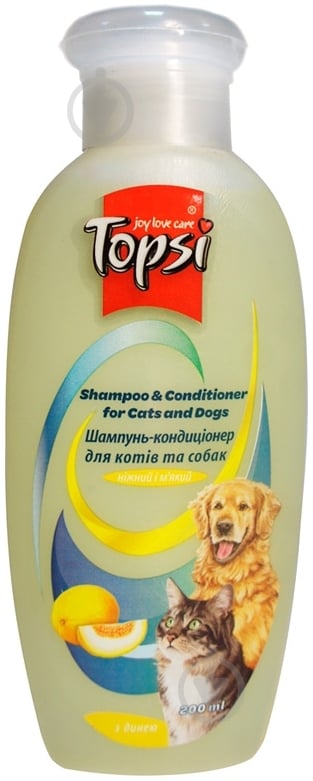 Шампунь-кондиционер Topsi С дыней 200 мл для котов/для собак - фото 1