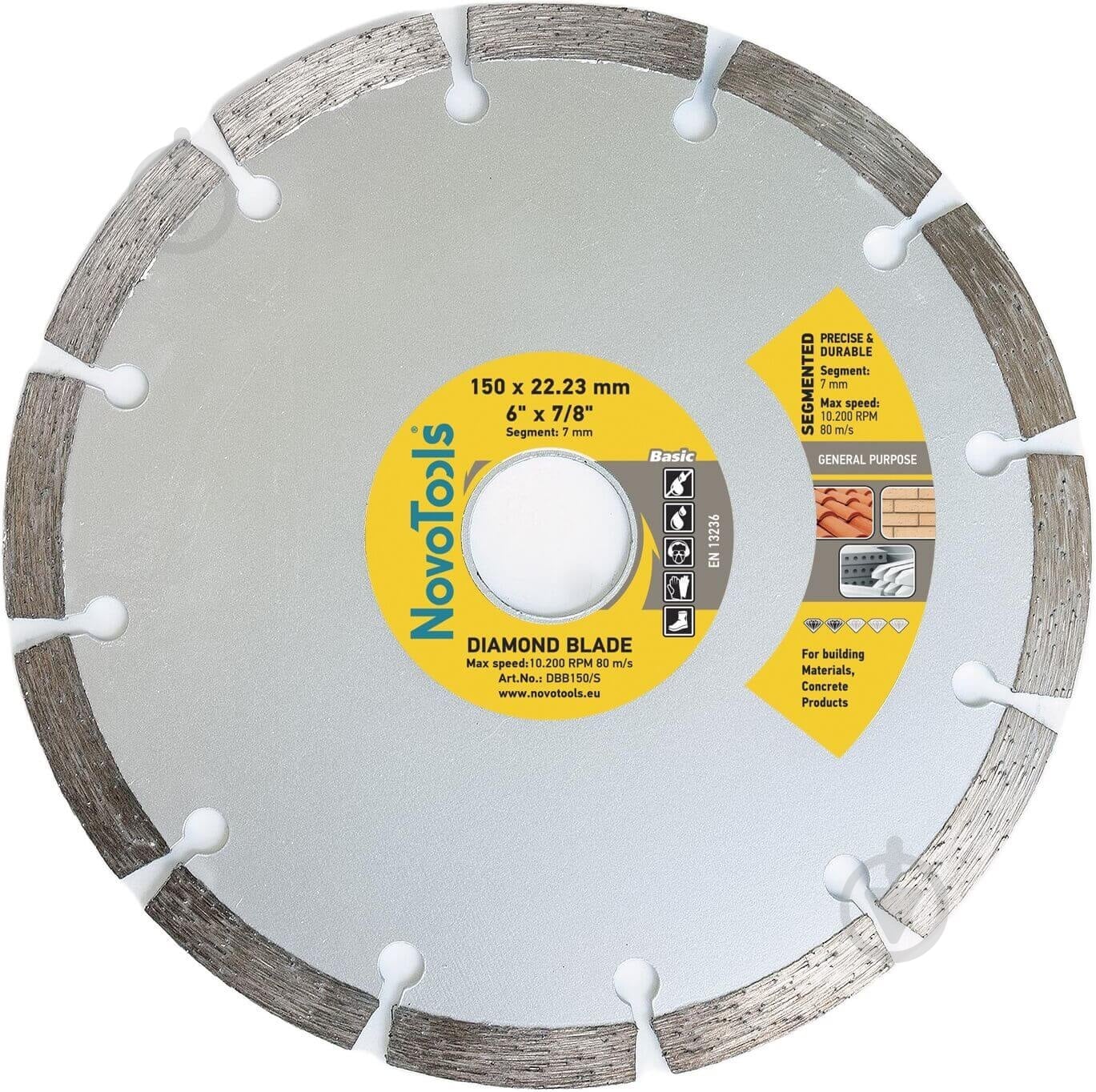 Диск алмазный отрезной Novotools Basic 150x7,0x22,2 DBB150/S - фото 1