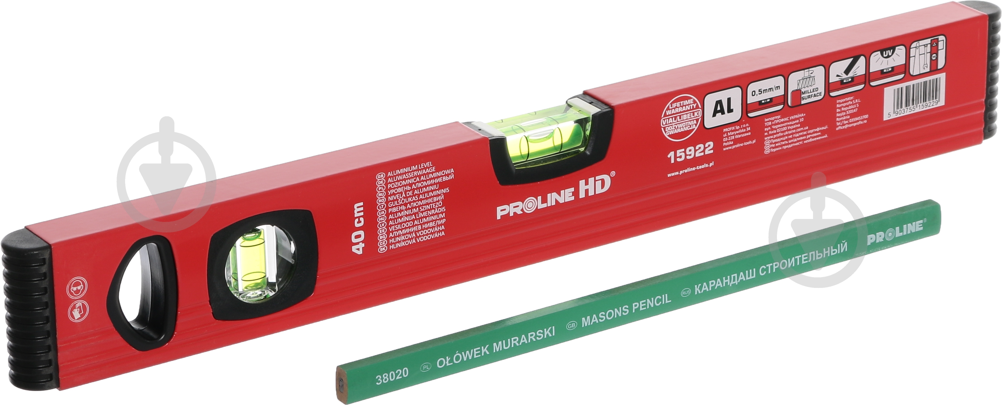 Уровень Proline HD 15922 + карандаш каменщика - фото 1 Уровень Proline HD 15922 + карандаш каменщика - фото 1