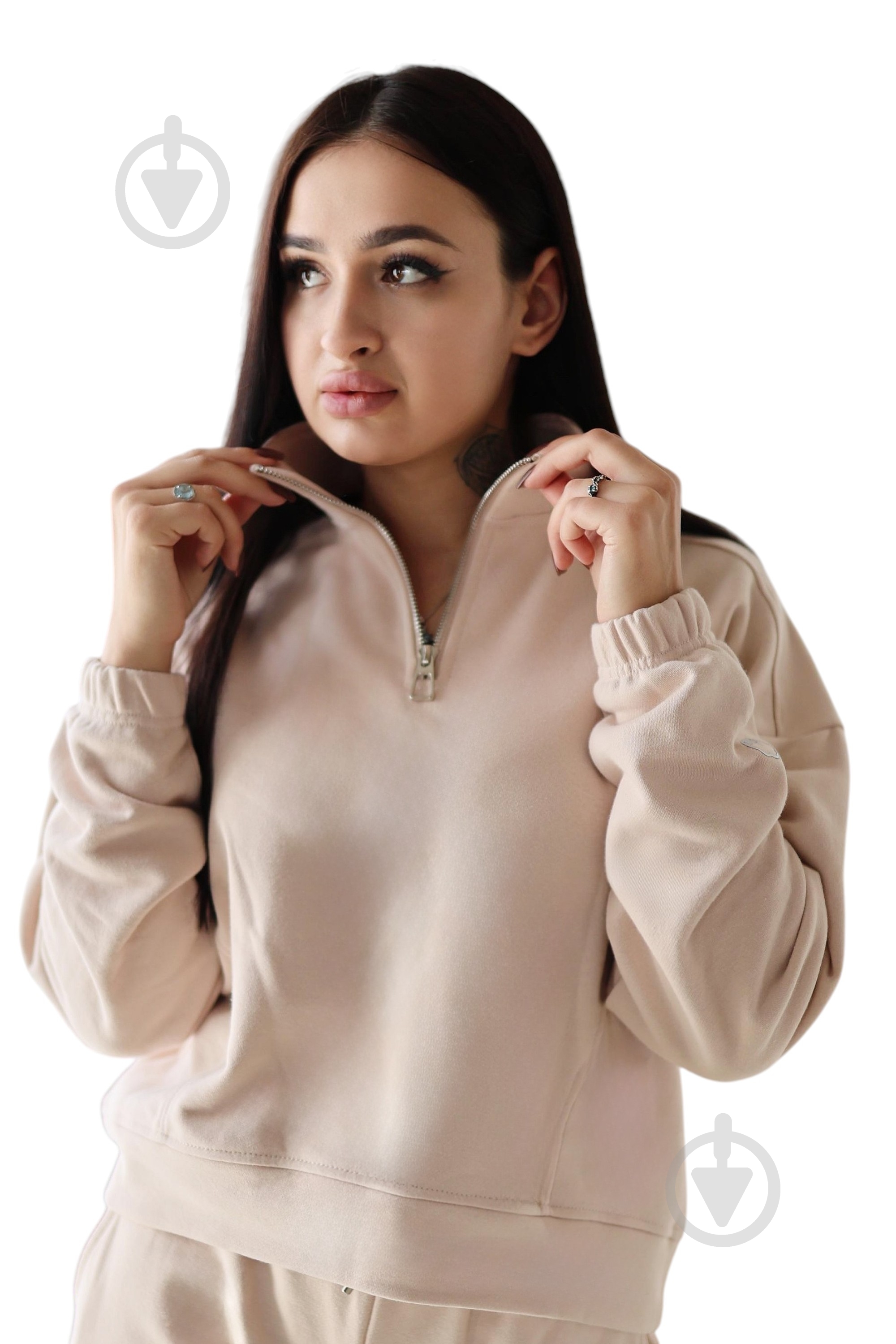 Джемпер ESS HALF ZIP FT BVNW110-126 р.M бежевый - фото 3