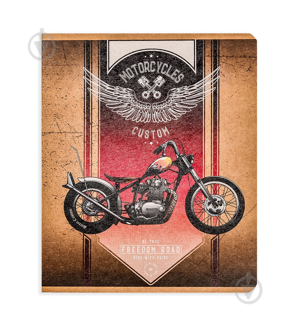 Комплект зошитів Мотоцикли 48 аркушів у клітинку крафт 10 шт. Поділля - фото 2