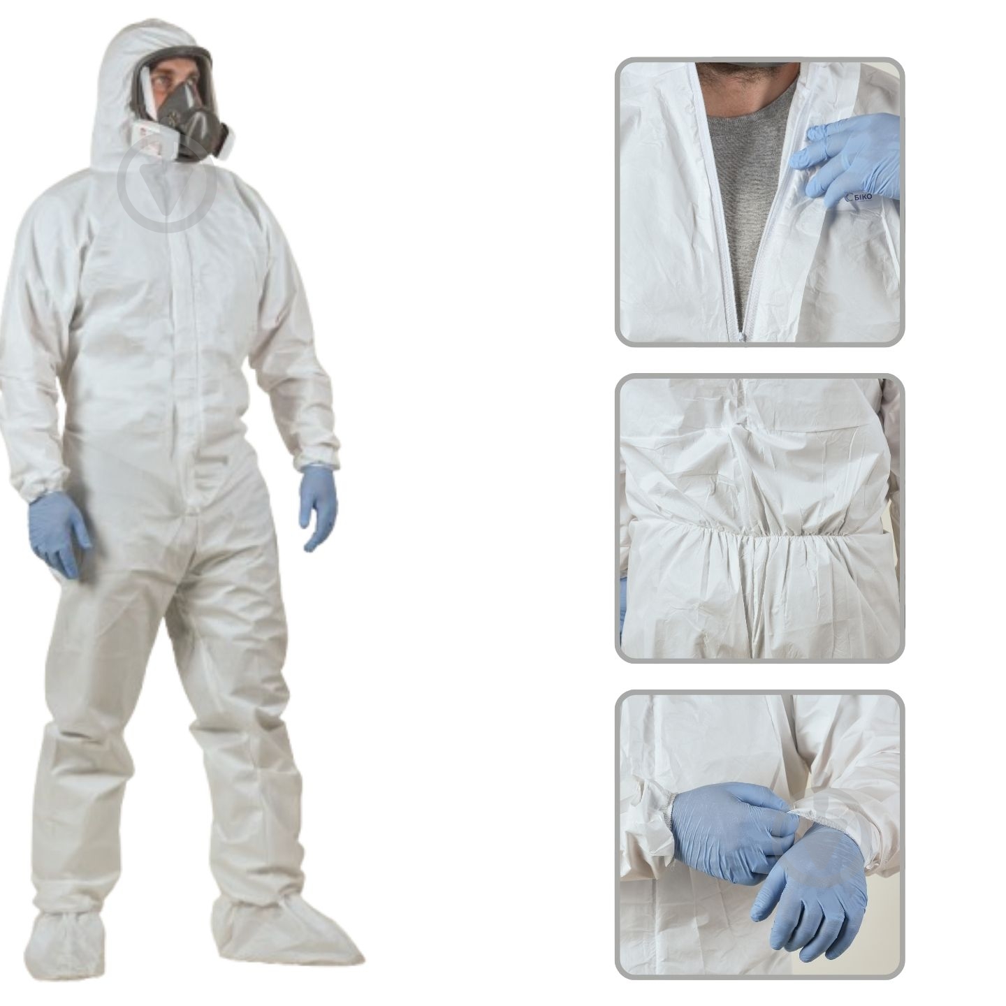 Комбінезон захисний BeSafe Master (PP+microPE) від пилу, бруду, інфекцій р. 4XL 6779 білий - фото 3