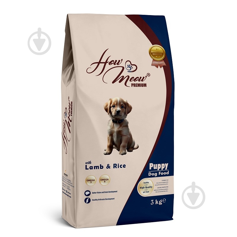 Корм сухой How Meow Puppy с ягненком и рисом 3 кг - фото 1