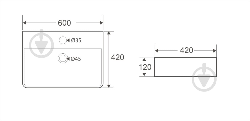 Умывальник Koller Pool KVADRO KR-0600M-WB - фото 3