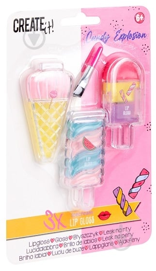 Набор блесков для губ CREATE IT! Блеск ICECREAM CANDY, 84845 - фото 1 Набор блесков для губ CREATE IT! Блеск ICECREAM CANDY, 84845 - фото 1