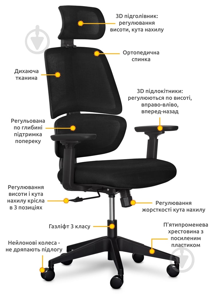 Кресло Mealux Leo Air Black (Y-543 KB) черный - фото 2 Кресло Mealux Leo Air Black (Y-543 KB) черный - фото 2