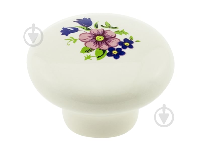 Мебельная ручка кнопка DC DG 20 10/MLK розовый цветок на одно отверстие мм белый - фото 1