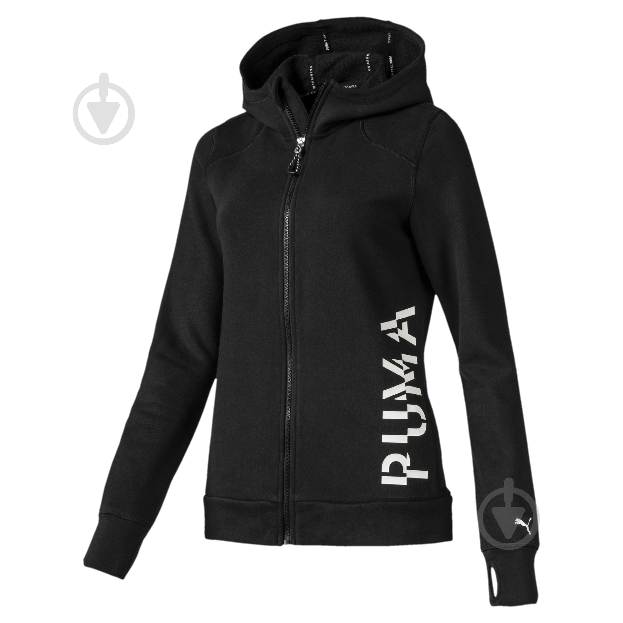 Джемпер Puma Logo Sweat Jacket 51833305 р. M черный - фото 1