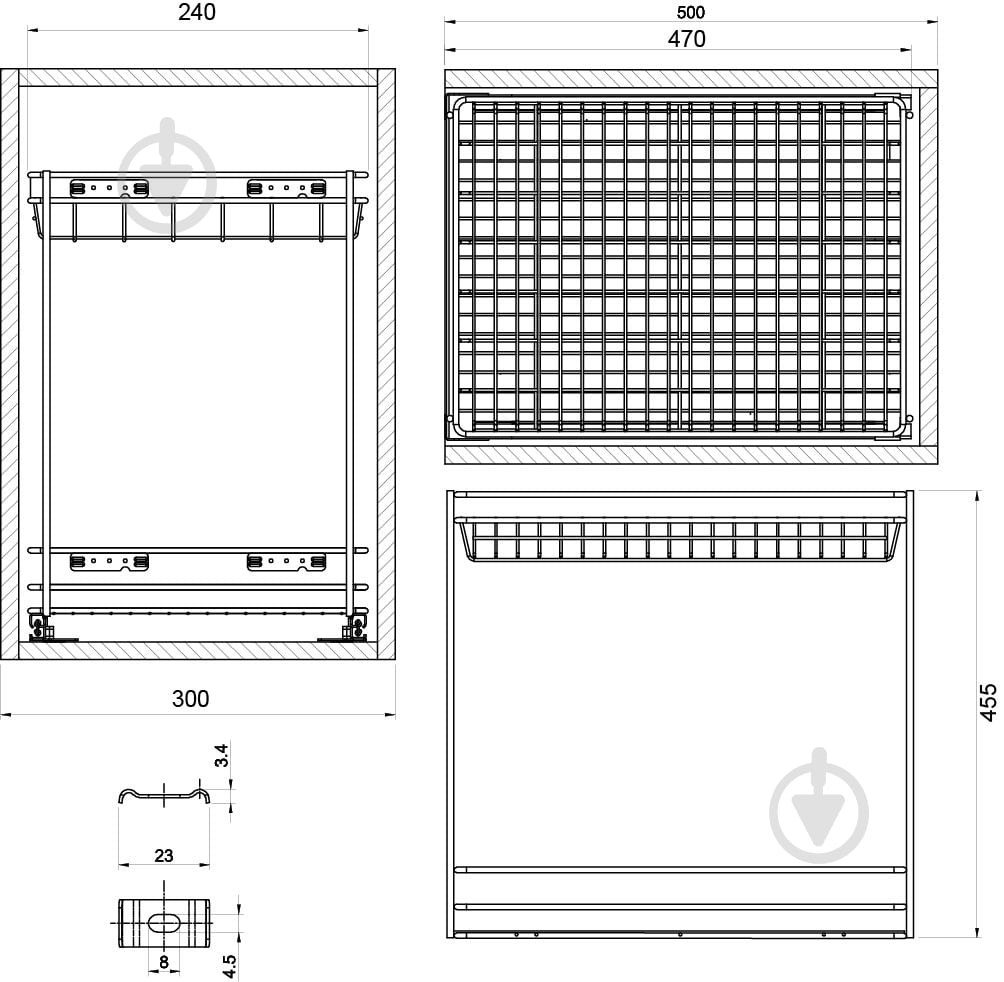 Карго DC 300 мм 2 полки полного выдвижения с плавной доводкой хром - фото 4