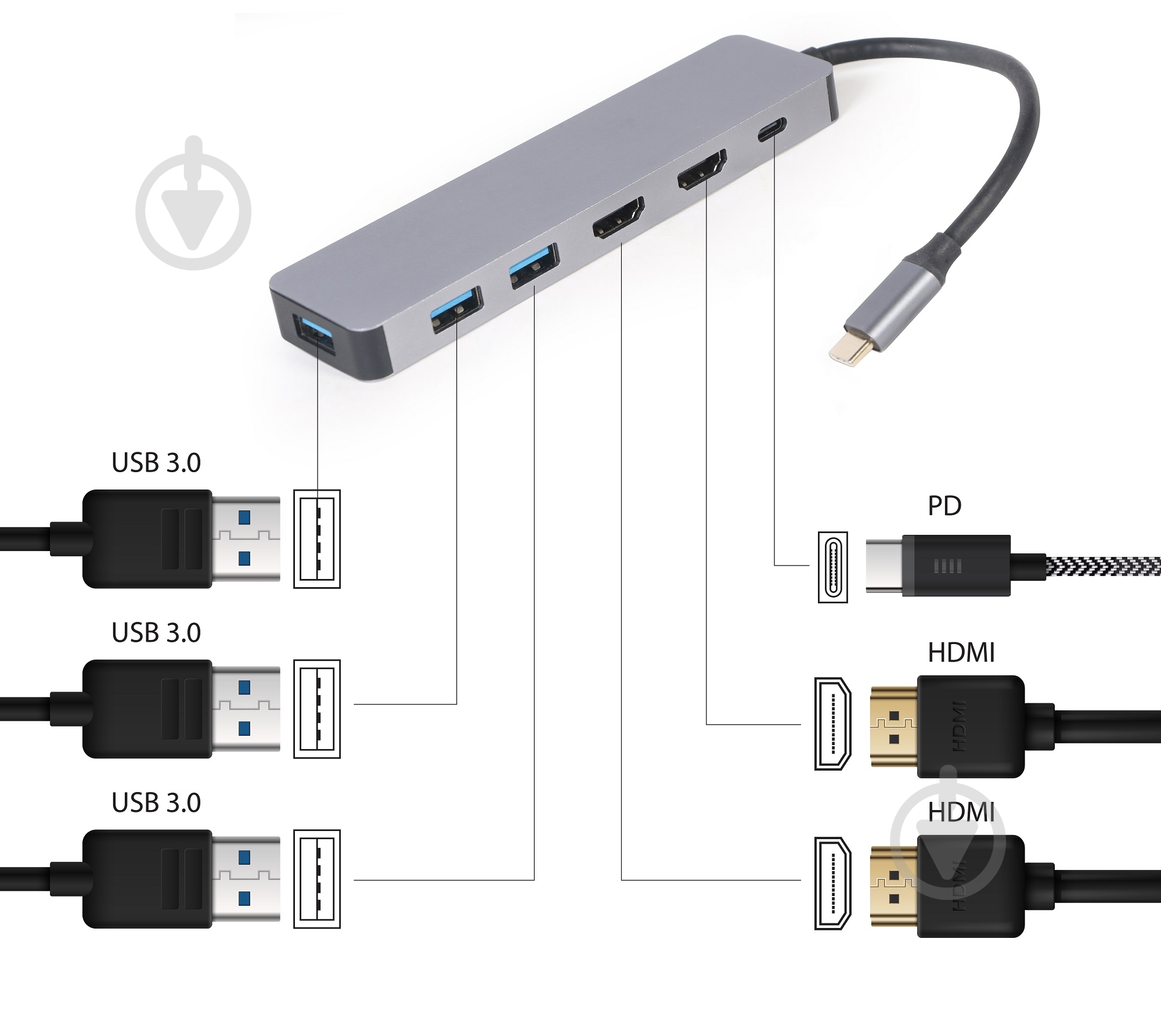 Док-станция Cablexpert A-CM-COMBO3-03 dark grey (A-CM-COMBO3-03) - фото 3