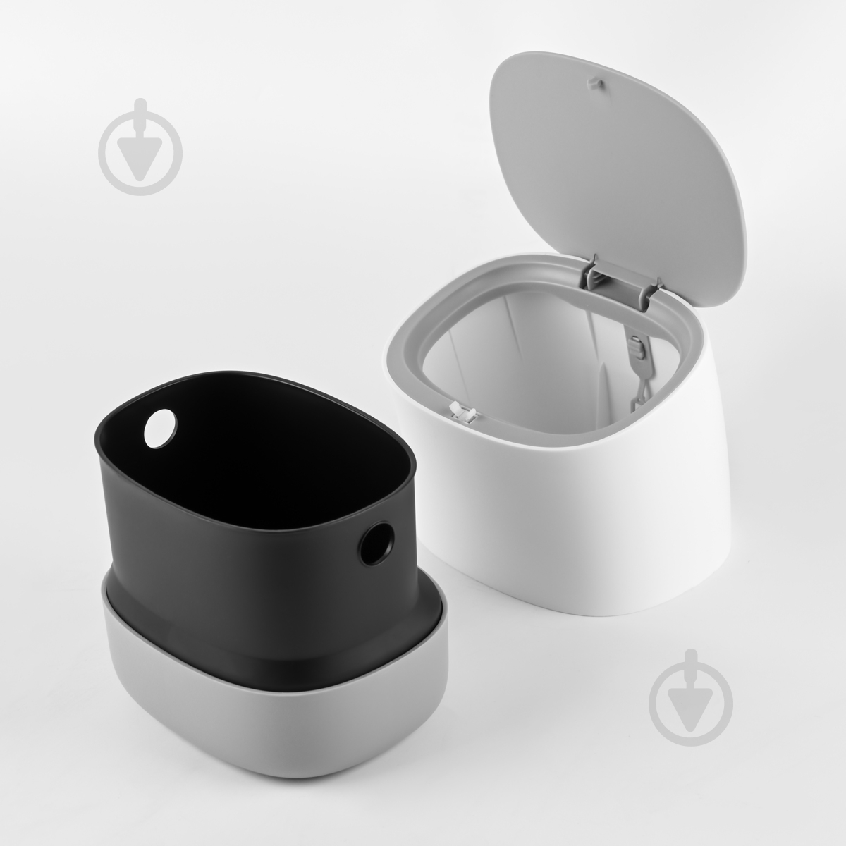 Контейнер для мусора MVM BIN-21 1,5 л белый с серым - фото 5 Контейнер для мусора MVM BIN-21 1,5 л белый с серым - фото 5