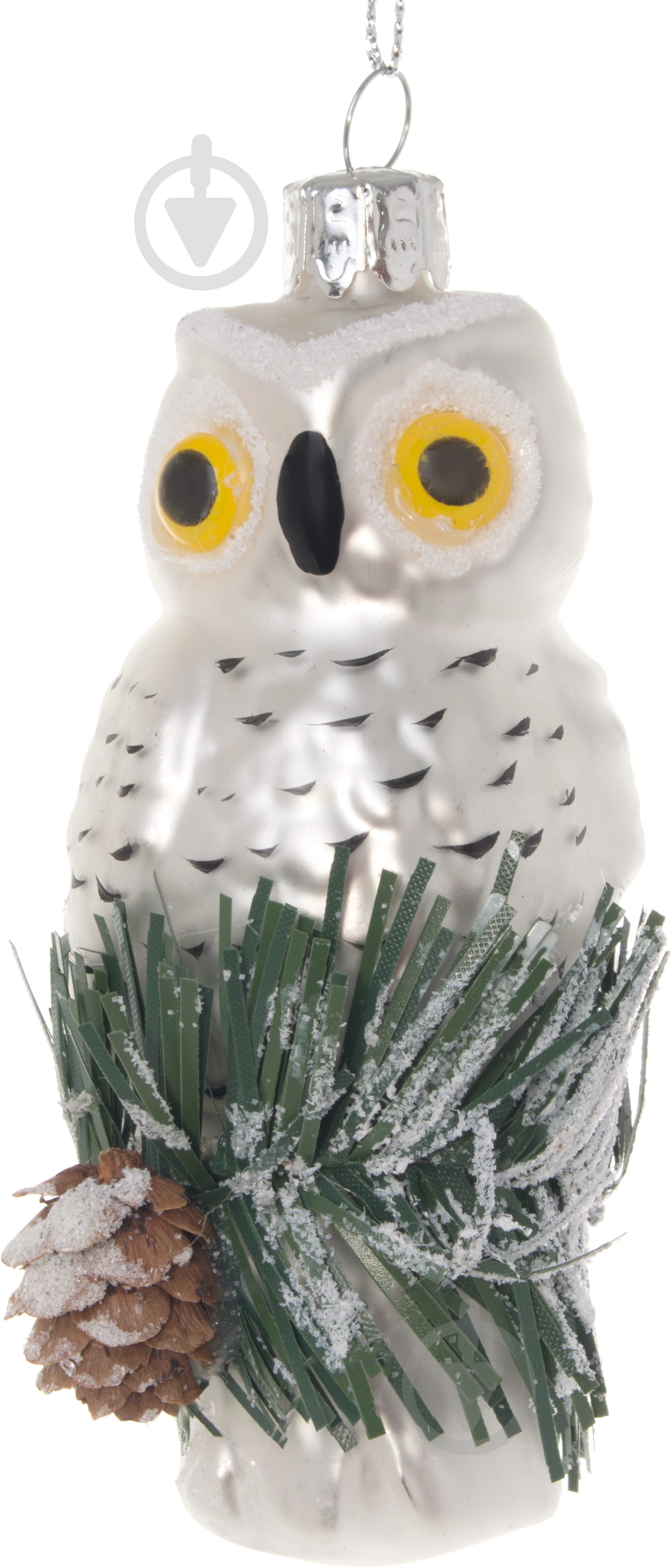 Ялинкова іграшка Сова срібляста 11 см - фото 1