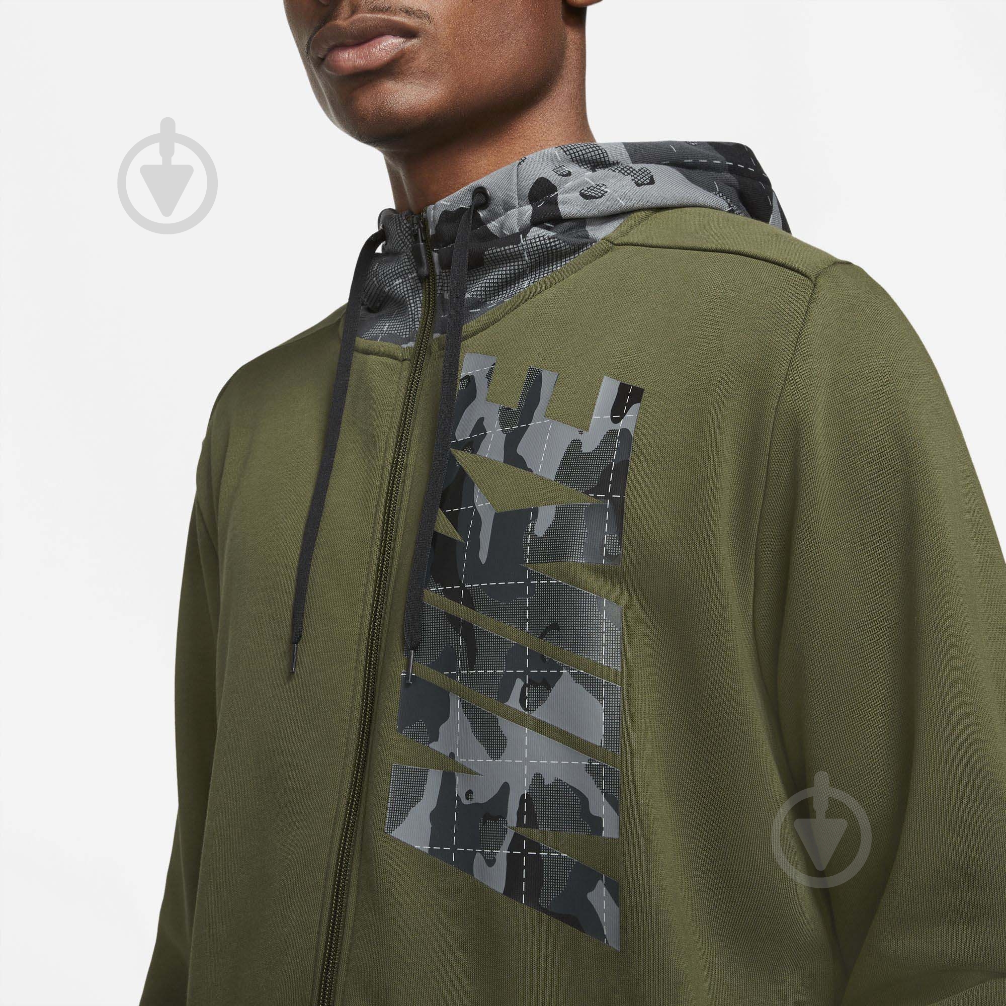 Толстовка Nike M NK DF FZ FA CAMO DD1733-326 р. XL хакі - фото 3