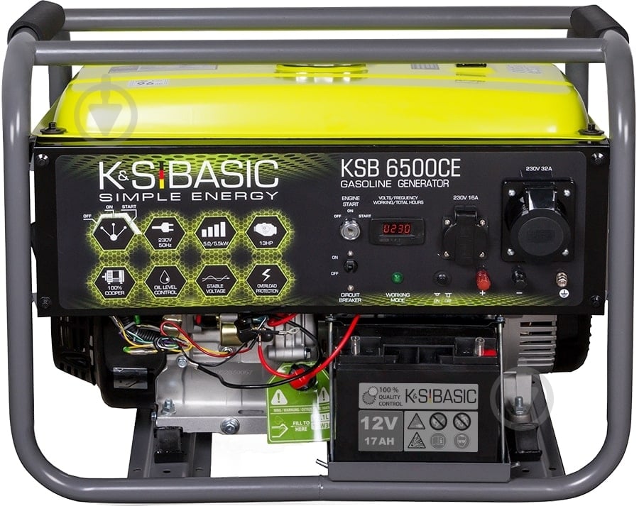 Генератор бензиновий Konner&Sohnen 5 кВт / 5,5 кВт 230 В KSB 6500CЕ - фото 1