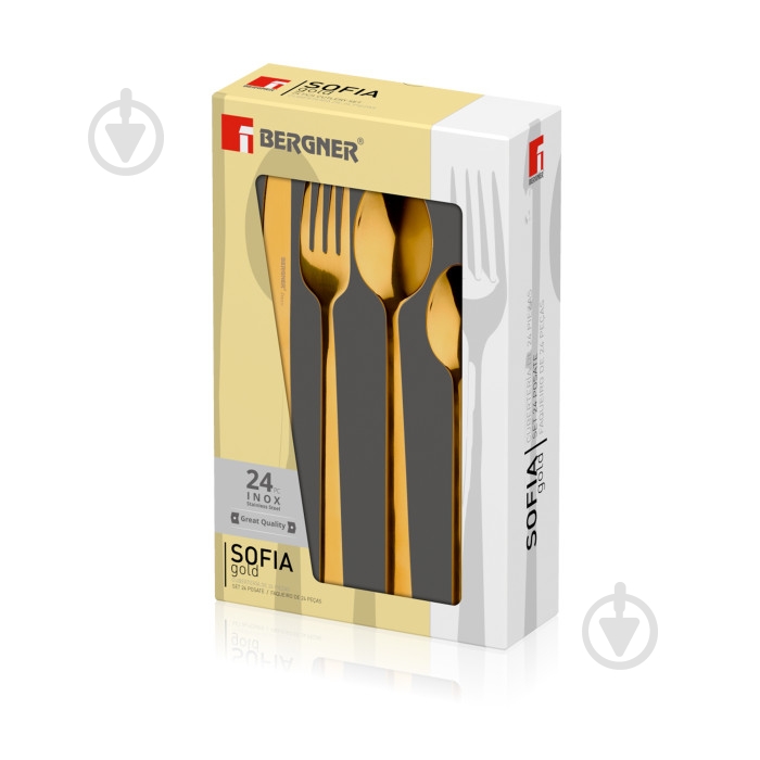 Набор столовых приборов Bergner Sofia gold, 24 предмета (BG-45143-GD) - фото 3