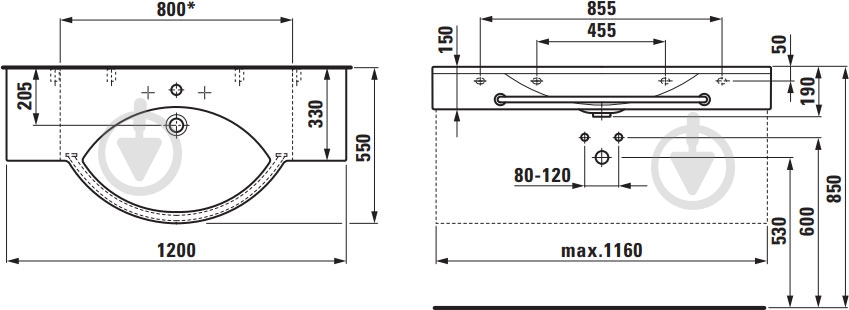 Умывальник Laufen Palace 1251.3 - фото 2