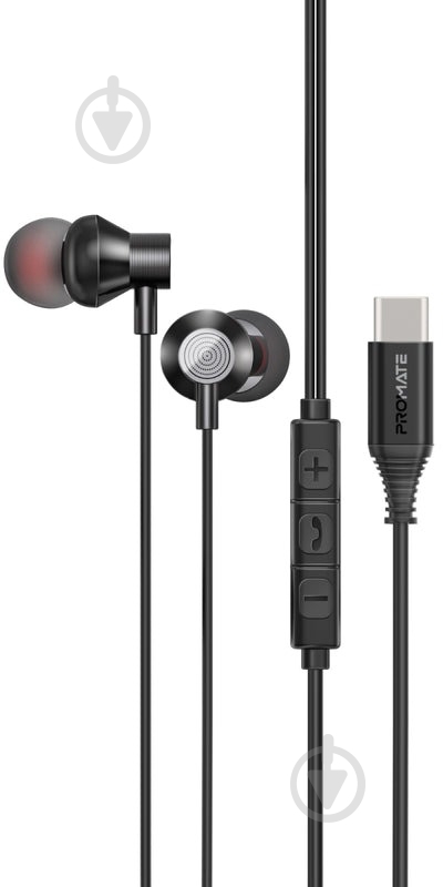 Навушники Promate Silken-C USB-C black (silken-c.black) - фото 1