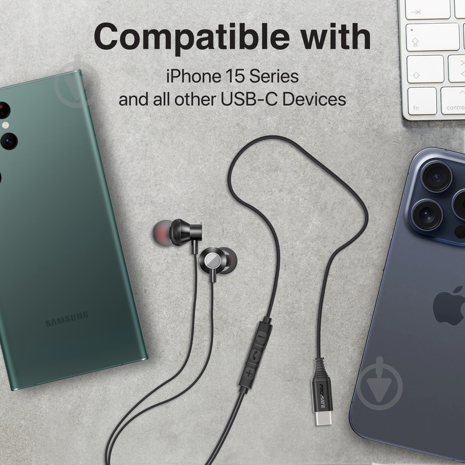 Навушники Promate Silken-C USB-C black (silken-c.black) - фото 8