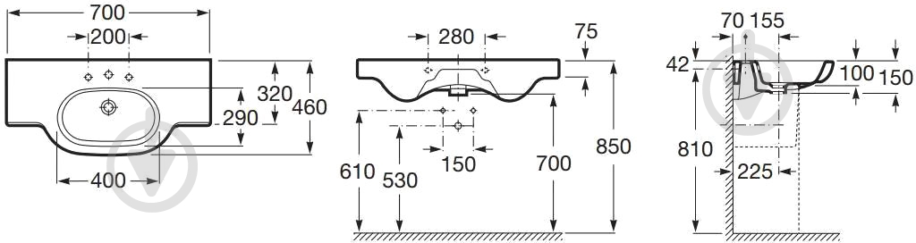 Умывальник ROCA Meridian 327240000 - фото 2