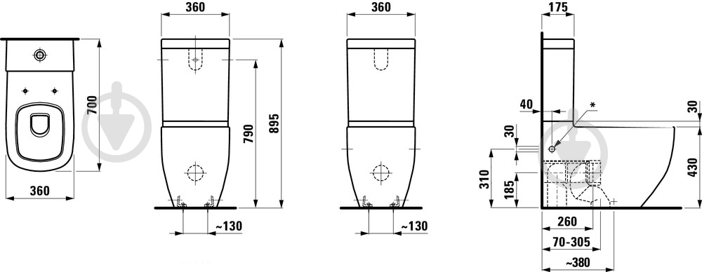 Чаша унитаза Laufen Palomba 2480.6 - фото 2