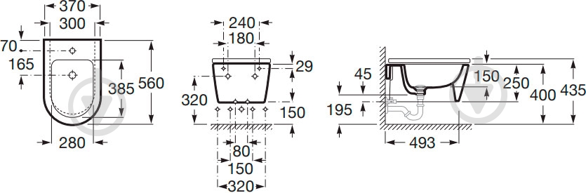 Биде подвесное ROCA Inspira Round A357525000 - фото 2