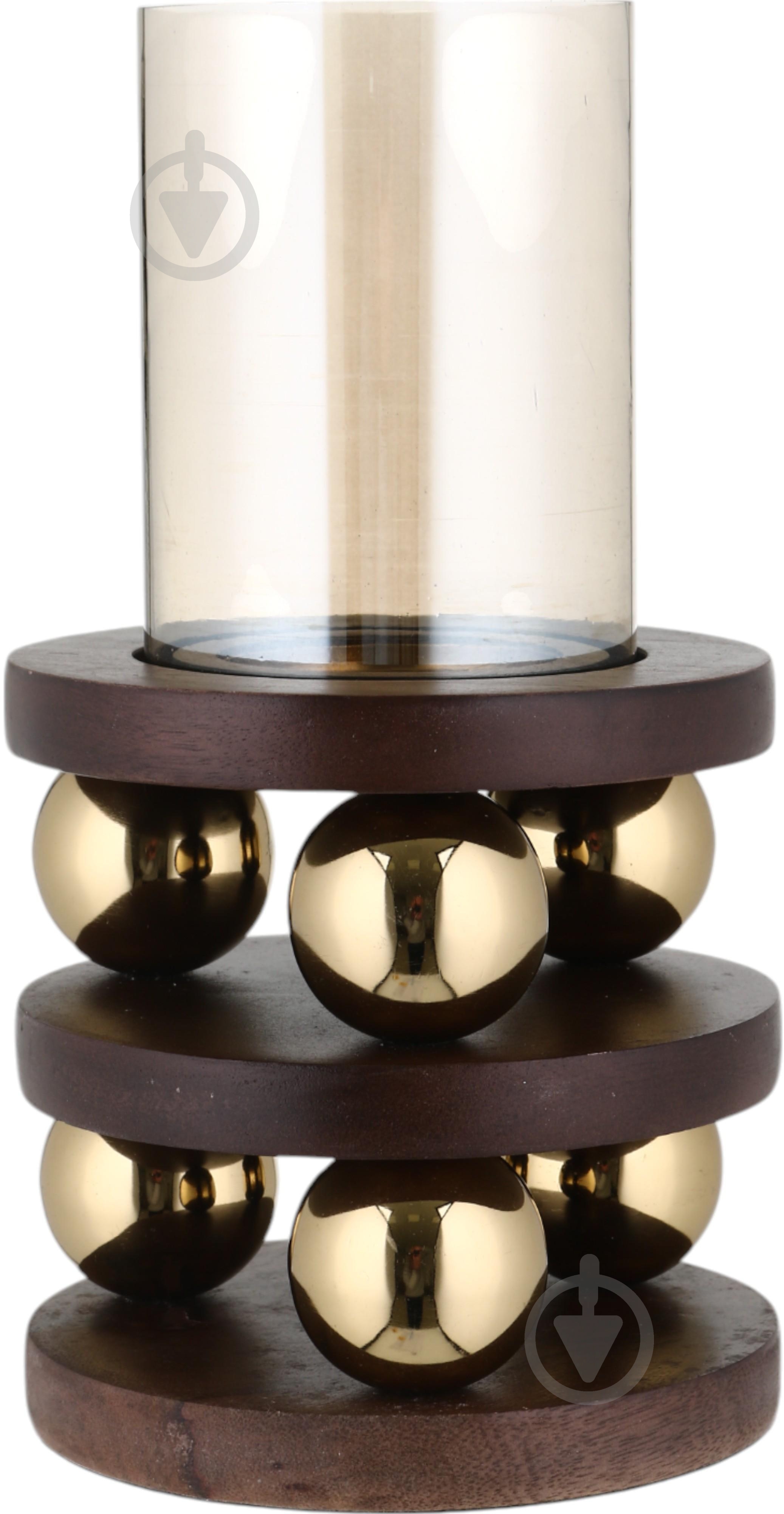 Подсвечник Ball 5,5x5,5x10,5 см золотой с коричневым Inari - фото 2 Подсвечник Ball 5,5x5,5x10,5 см золотой с коричневым Inari - фото 2