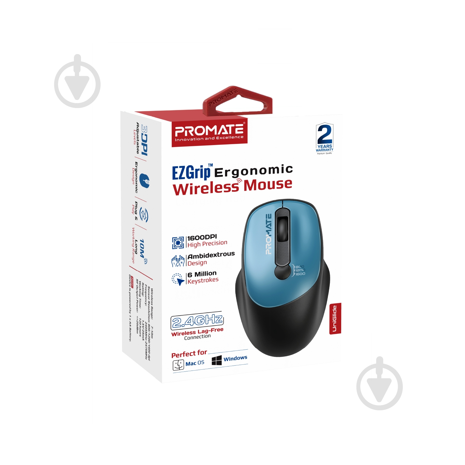 Миша Promate UniGlide Wireless blue (uniglide.blue) - фото 9 Миша Promate UniGlide Wireless blue (uniglide.blue) - фото 9